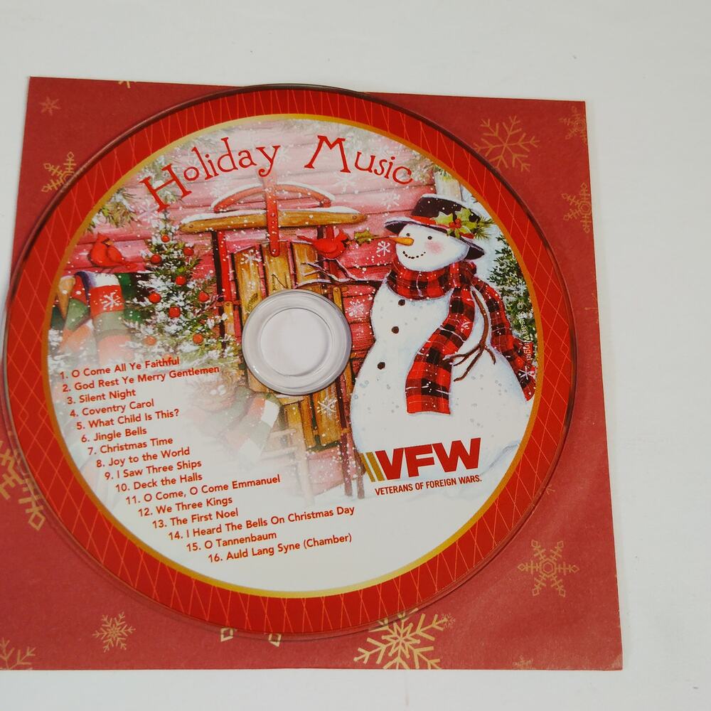 Vintage VFW “Holiday Music” Promo CD w/ Red Sleeve Snowman Artwork Susan Winget